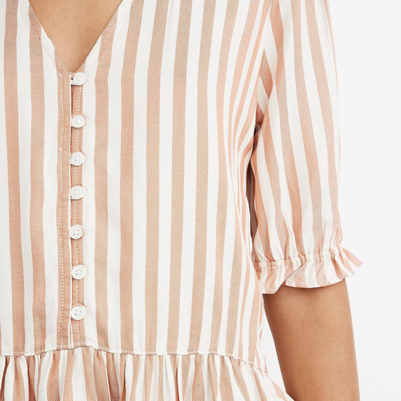 Madewell Courtyard Ruffle Hem Striped Top - Picture 4 of 10